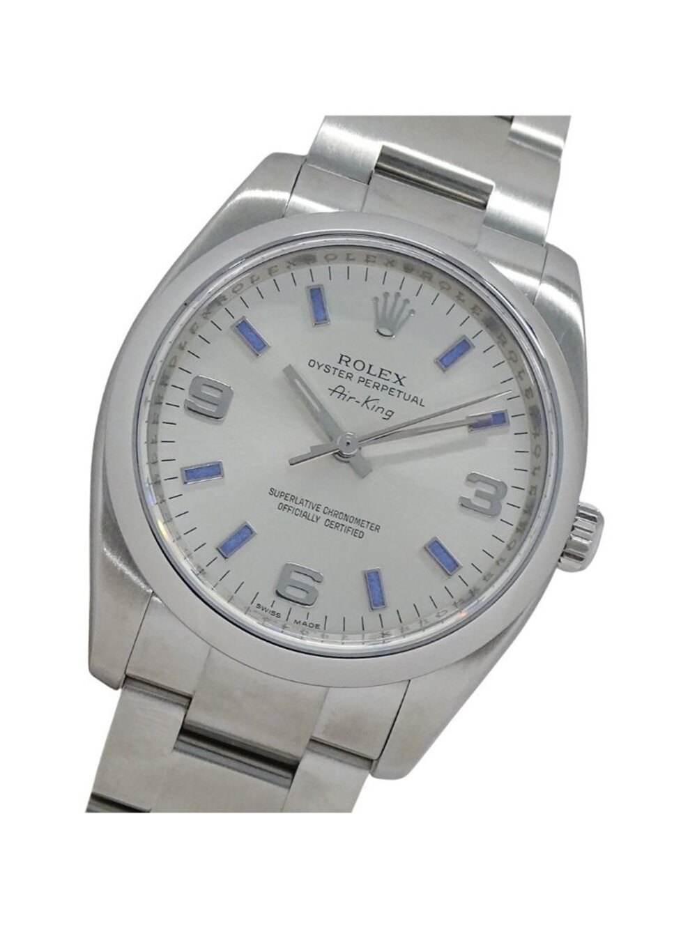Rolex Air King Number Watch Automatic At Stainless Steel Silver Blue